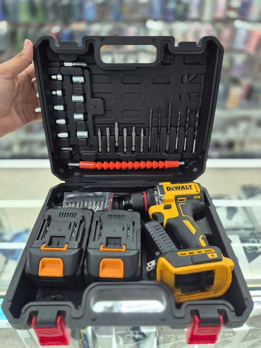 🔥 Taladro Inalámbrico 18V con Percutor + 2 Baterías + Kit Completo